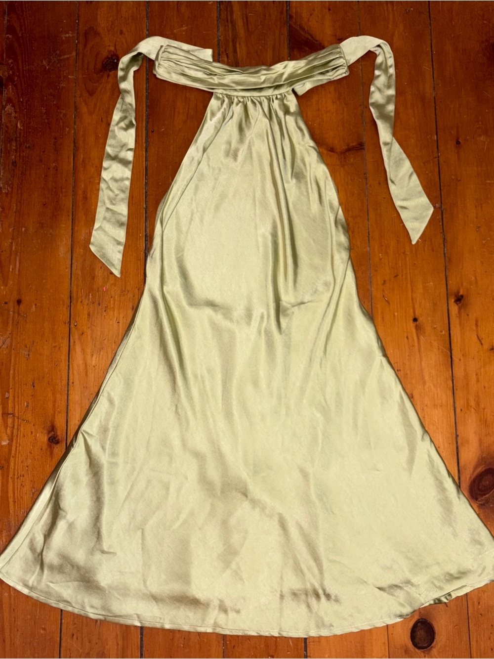 Kourt Satin Halter Mini Dress in Sage Green